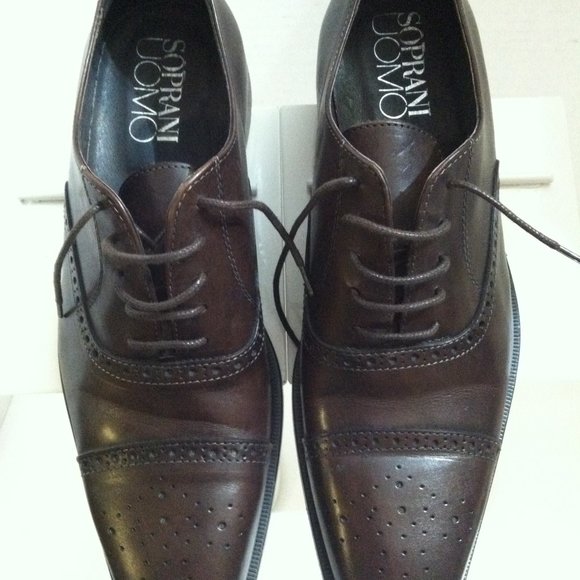 SOPRANI UOMO MENS NEW DARK BROWN LEATHER OXFORD DRESS SHOES